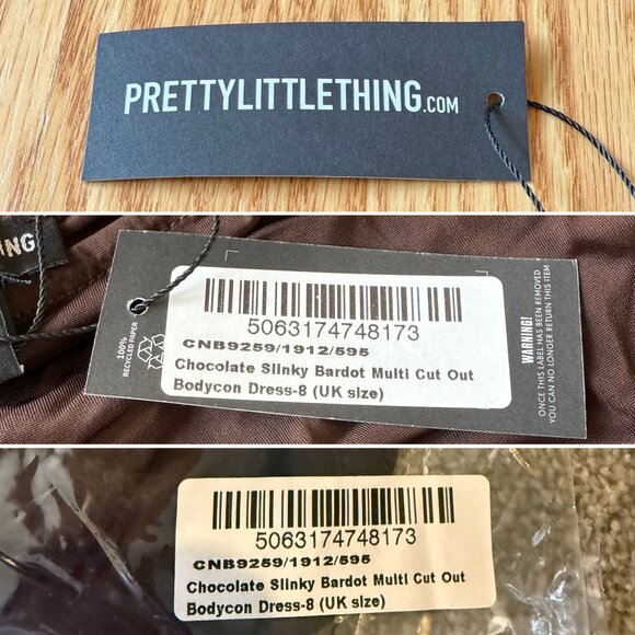 Chocolate Slinky Cut Out Bodycon Mini Dress Size 4 Bardot Y2K Baddie Clubwear - Picture 10 of 11